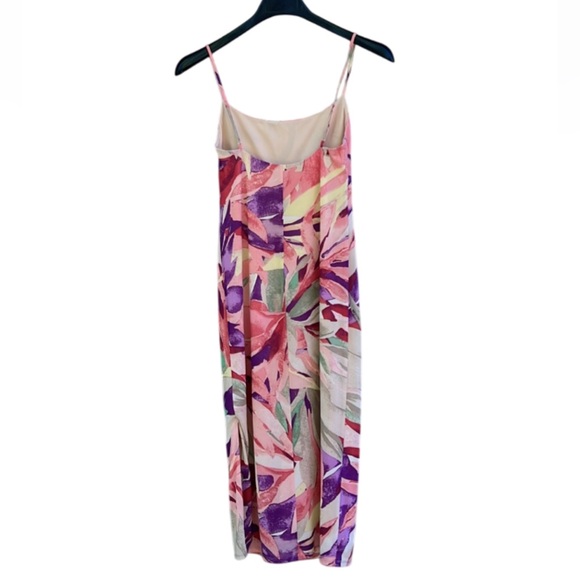 Wayf Tropical Print Slip Midi Dress Spaghetti Strap Form Flattering Sz Small - Picture 4 of 14